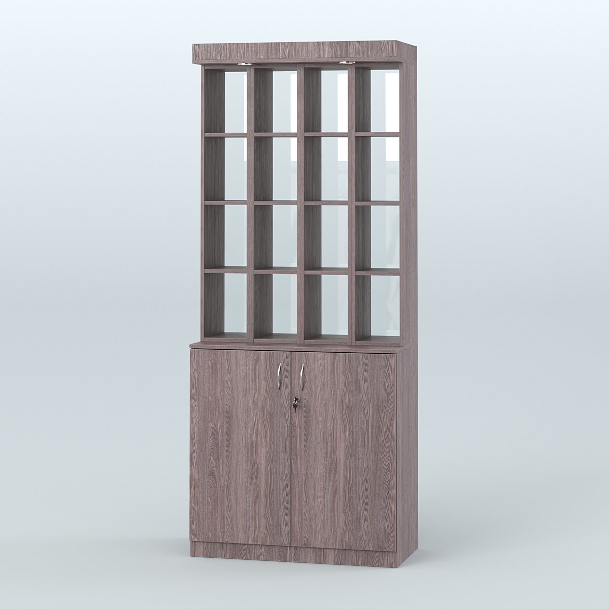 Витрина открытая для чая и кофе №6-2 (Т27) задняя стенка Стекло Ясень Анкор темный