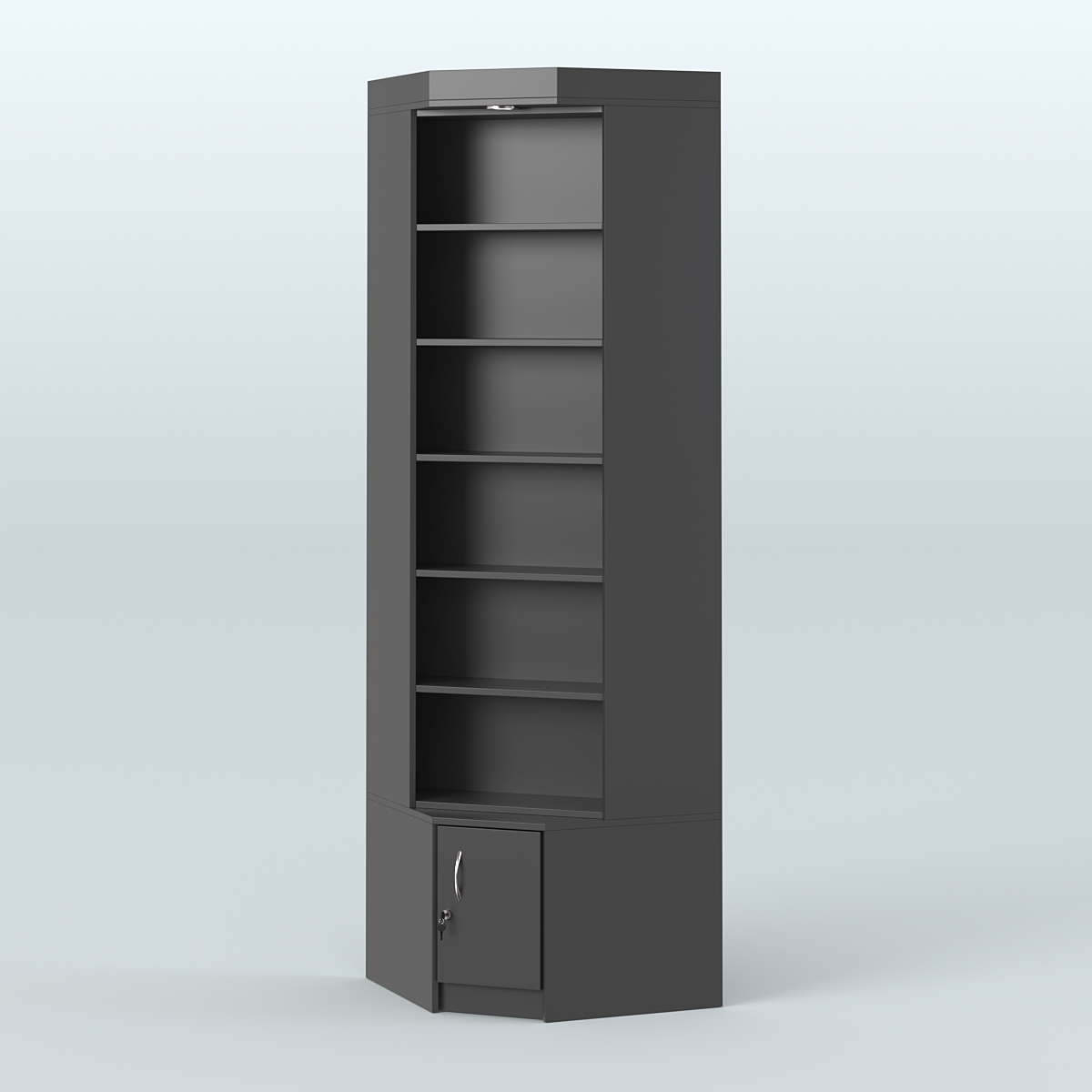 Витрина с пятью полками для чая и кофе угловая №1-1 задняя стенка ДВП Черный