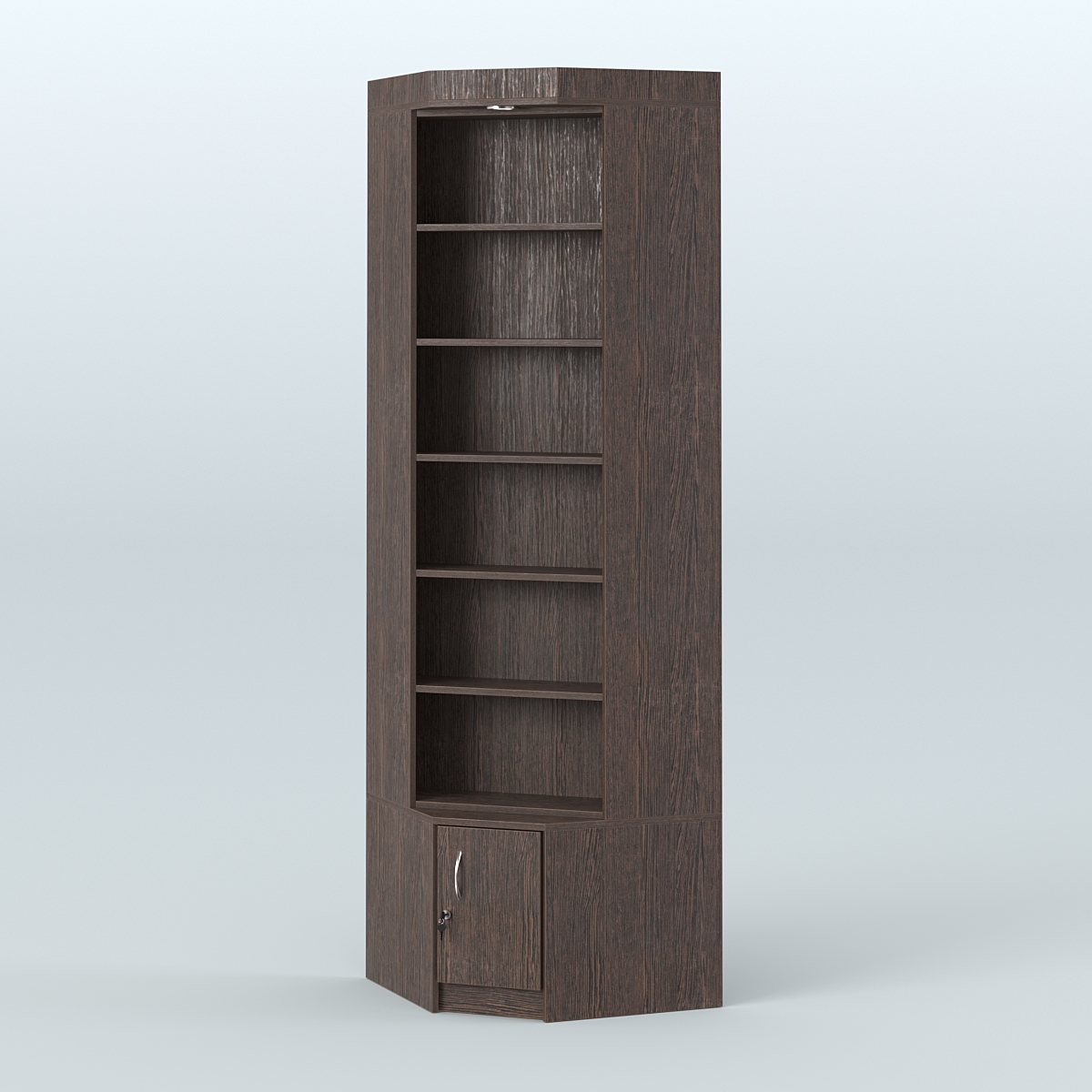 Витрина с пятью полками для чая и кофе угловая №1-1 задняя стенка ДВП Дуб Венге