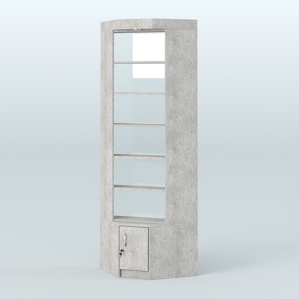 Витрина с верхней подсветкой для чая и кофе угловая №1-2 задняя стенка Стекло Метрополитан Грей