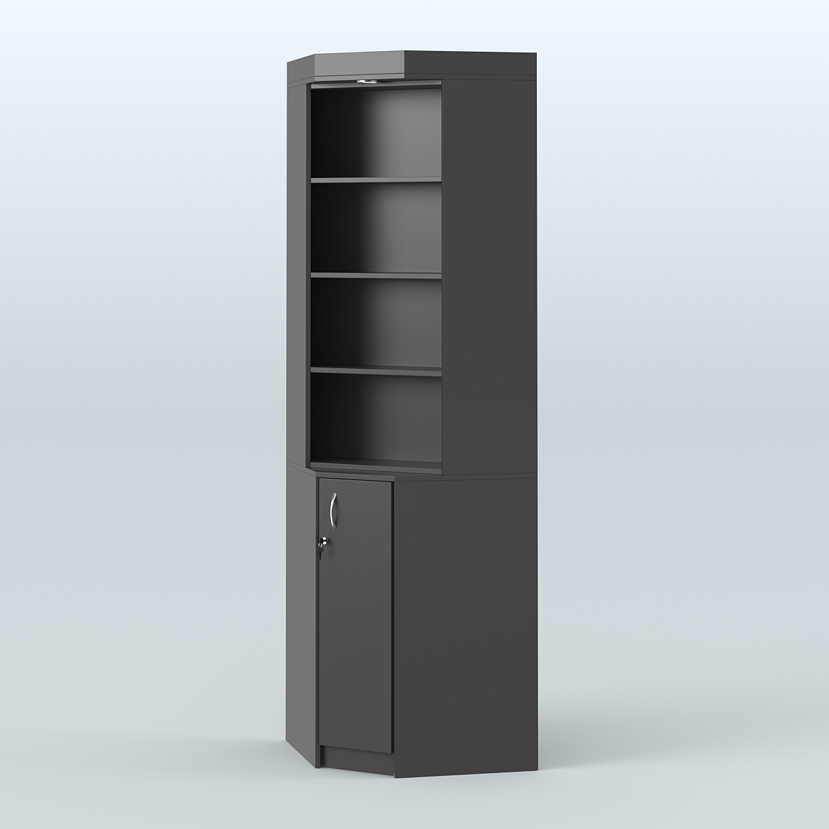 Витрина с большим накопителем для чая и кофе угловая №2-1 задняя стенка ДВП Черный