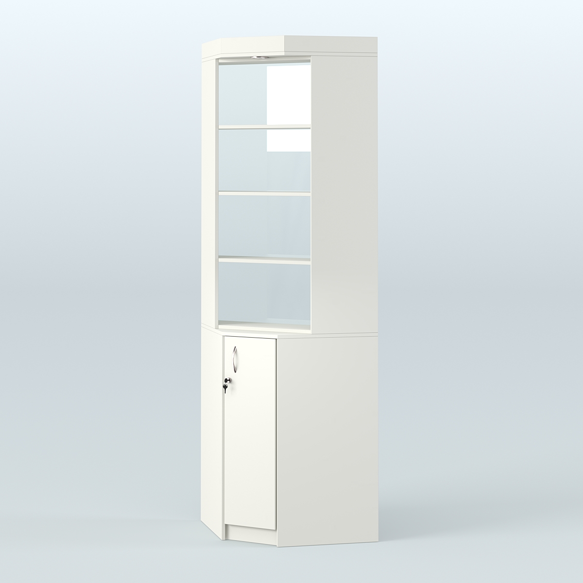 Витрина из ДСП для чая и кофе угловая №2-2 задняя стенка Стекло Белый