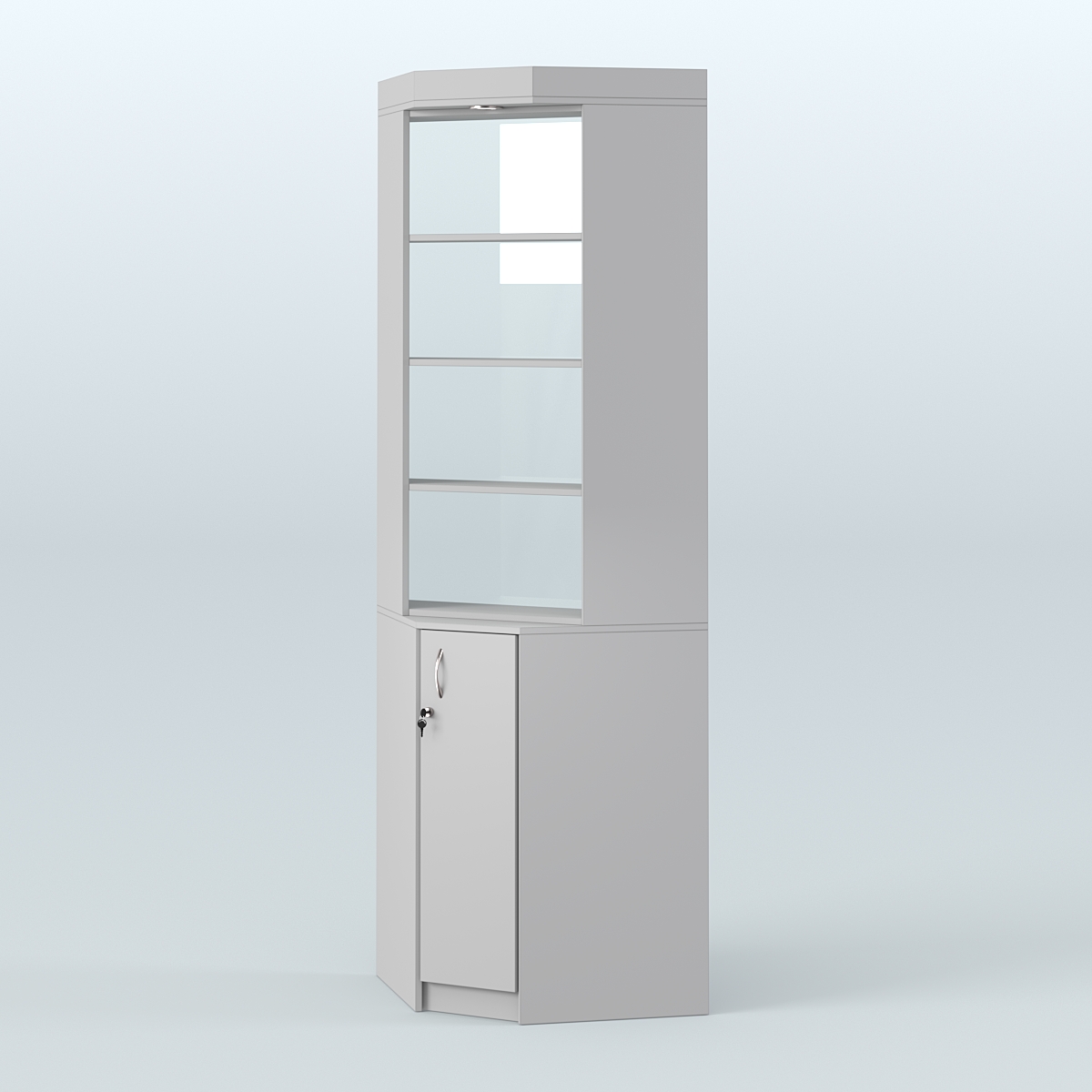 Витрина из ДСП для чая и кофе угловая №2-2 задняя стенка Стекло Серый