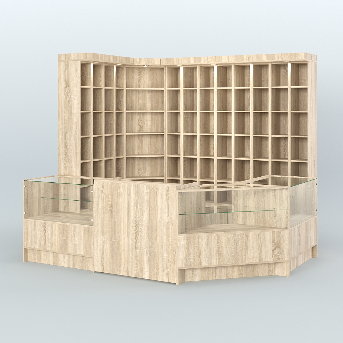 Павильон из витрин, прилавков для продажи чая и кофе №1 Дуб сонома