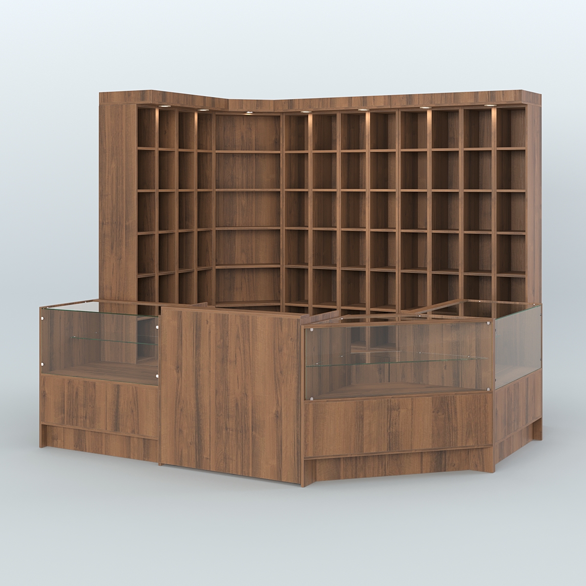 Павильон из витрин, прилавков для продажи чая и кофе №1 Орех