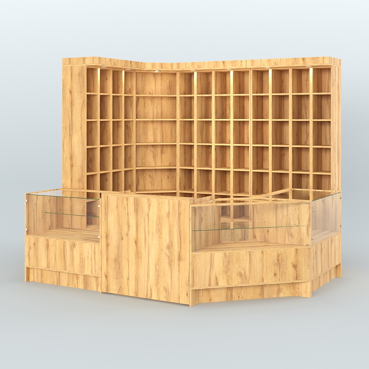 Павильон из витрин, прилавков для продажи чая и кофе №1 Дуб Золотистый