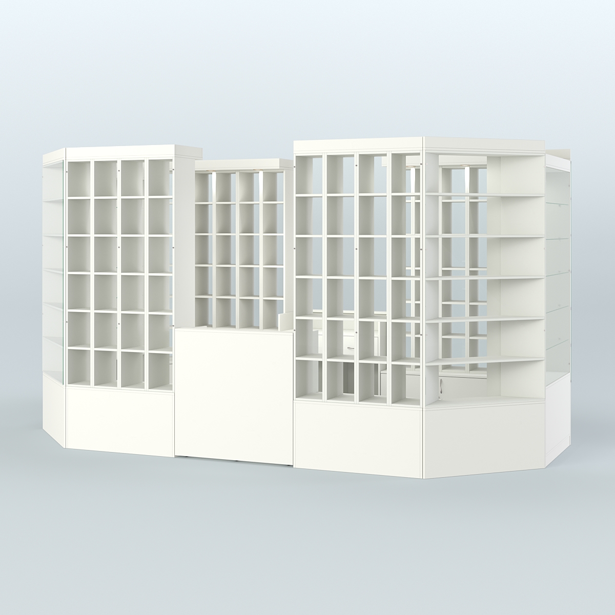 Павильон с двумя кассовыми прилавками для продажи чая и кофе №2 Белый