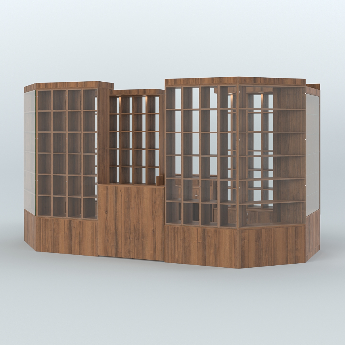 Павильон с двумя кассовыми прилавками для продажи чая и кофе №2 Орех