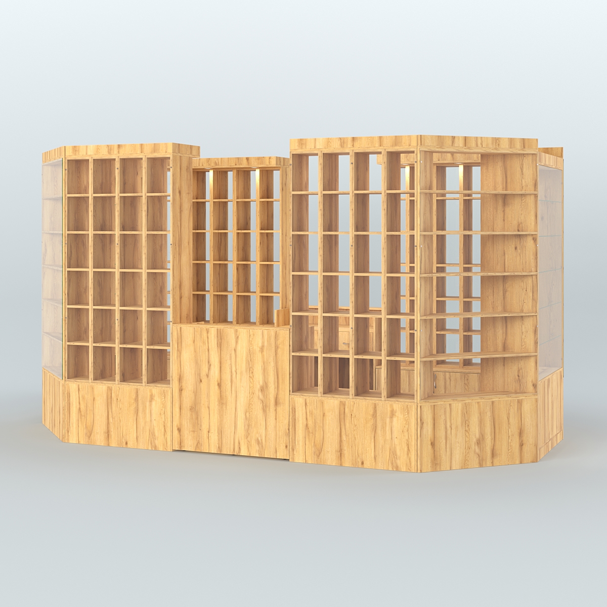 Павильон с двумя кассовыми прилавками для продажи чая и кофе №2 Дуб Золотистый