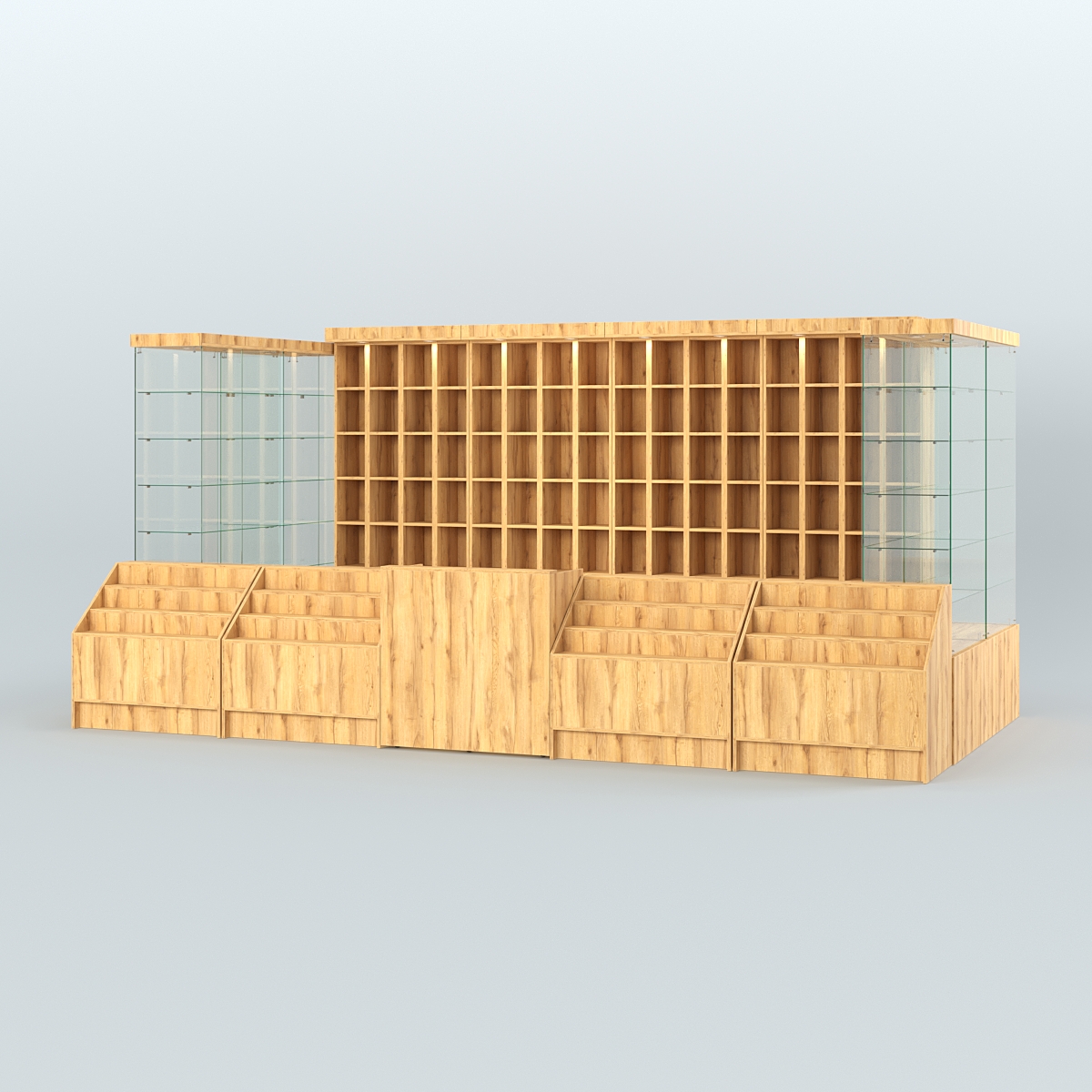 Павильон с прилавками-горка для продажи чая и кофе №4 Дуб Золотистый