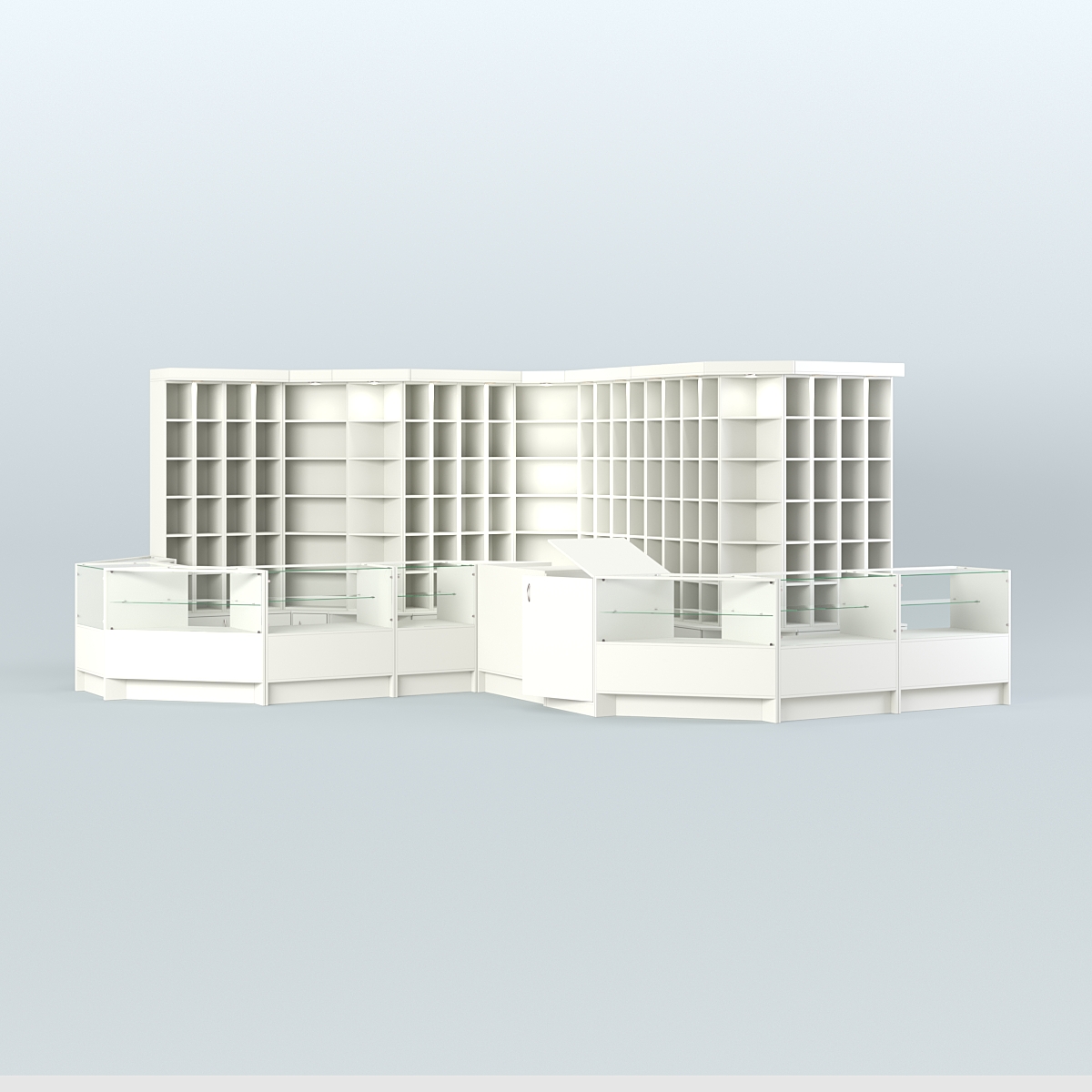 Павильон со стеклянными прилавками для продажи чая и кофе №5 Белый