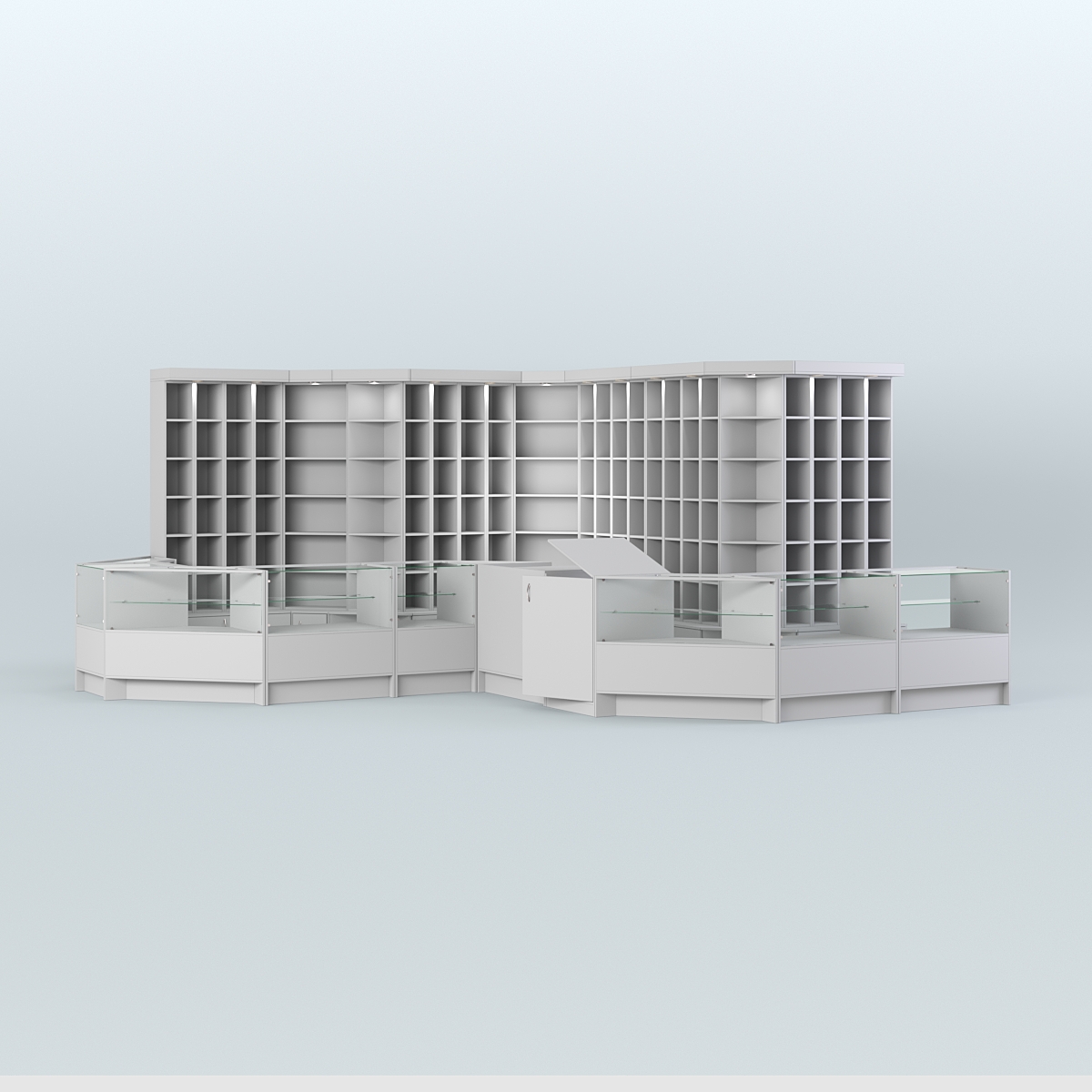 Павильон со стеклянными прилавками для продажи чая и кофе №5 Серый