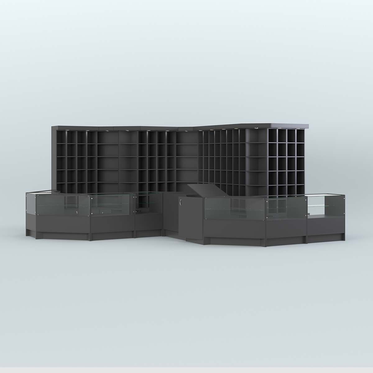 Павильон со стеклянными прилавками для продажи чая и кофе №5 Черный