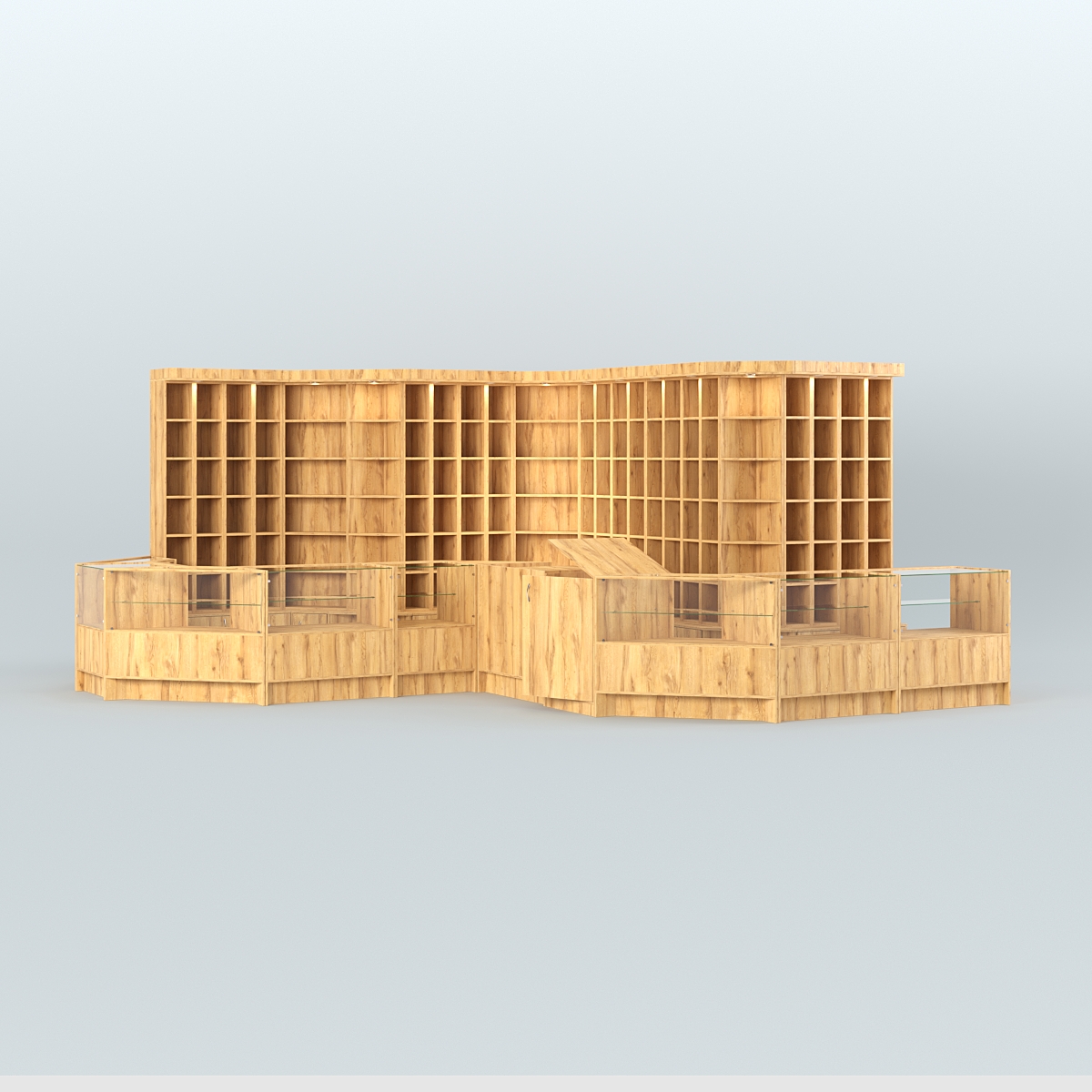 Павильон со стеклянными прилавками для продажи чая и кофе №5 Дуб Золотистый