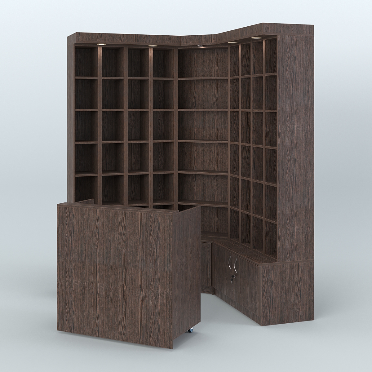 Павильон из открытых витрин для продажи чая и кофе №6 Дуб Венге