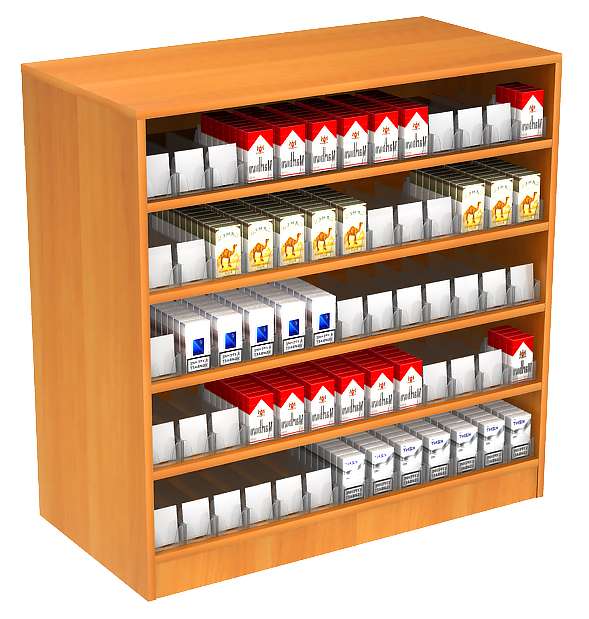 Прилавок для сигарет №1 с пятью полками и акриловыми диспенсерами Дуб Сонома