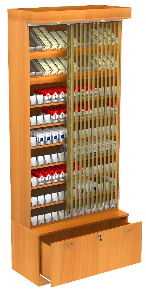 Стеллаж для сигарет с акриловыми диспенсерами T-16 Белый