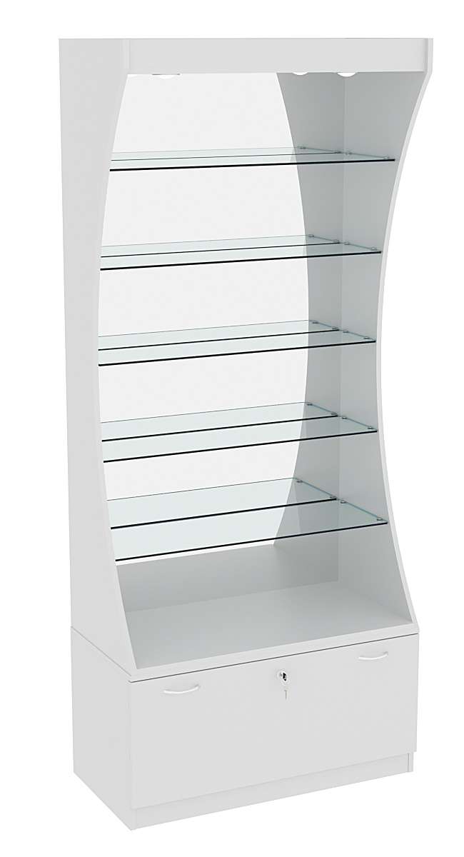 Витрина Радуга с задней зеркальной стенкой №1-3 (Т-16) З/C-зеркало Серый