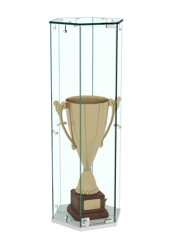 Витрина Истра настольная шестигранная №10  (без полок, прозрачная) Серый