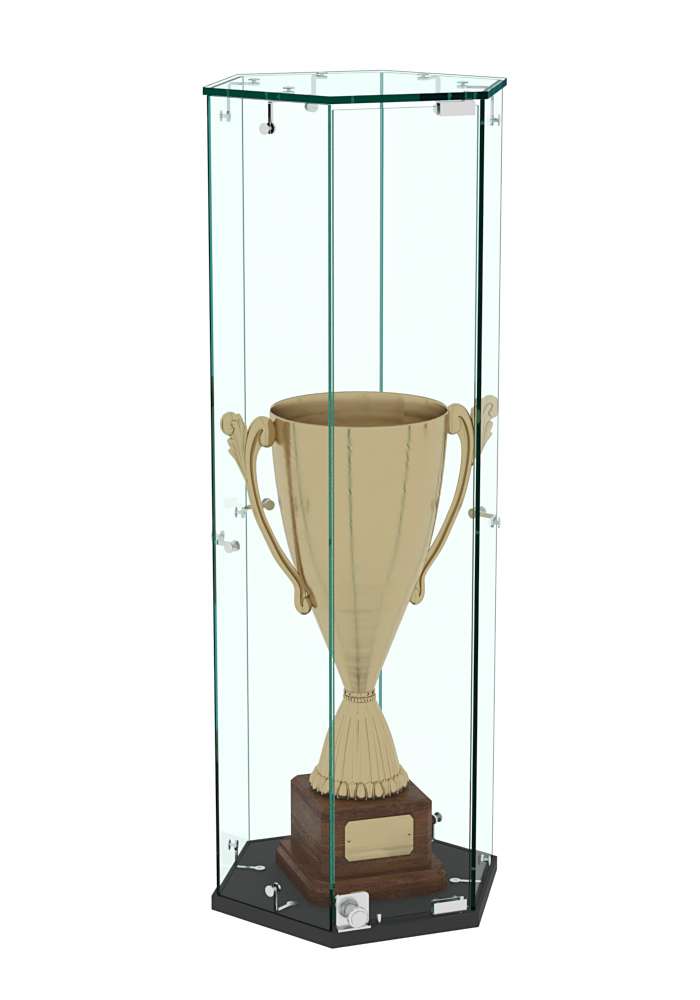 Витрина Истра настольная шестигранная №10  (без полок, прозрачная) Черный