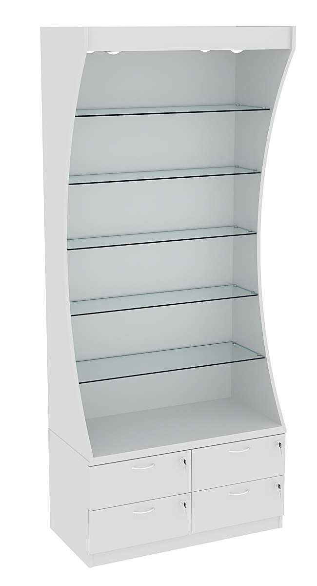 Витрина Радуга с прозрачными полками и выдвижными ящиками №2-1 (Т-19) З/C-ДВП Серый