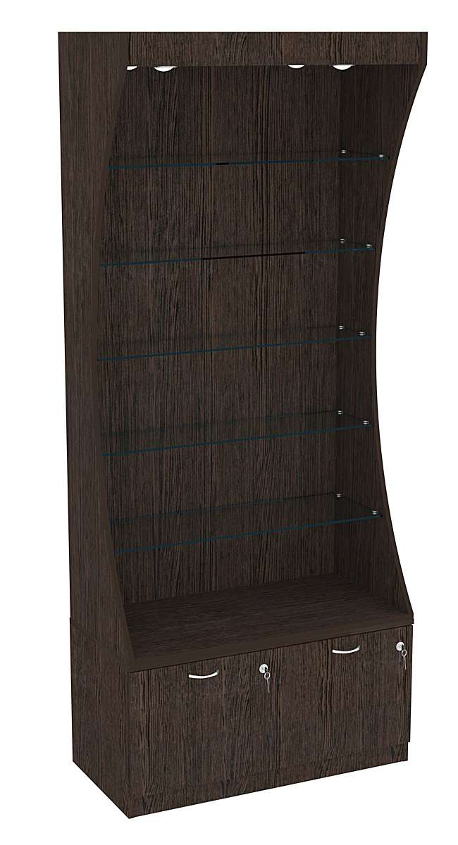 Витрина Радуга с пятью полками из стекла №3-1 (Т-20) З/C-ДВП Дуб Венге