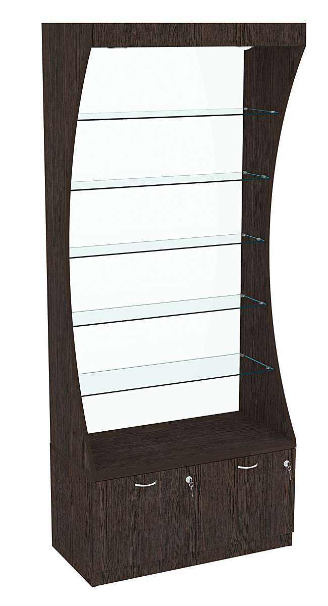 Витрина Радуга со стеклянной задней стенкой №3-2 (Т-20)  Дуб Венге