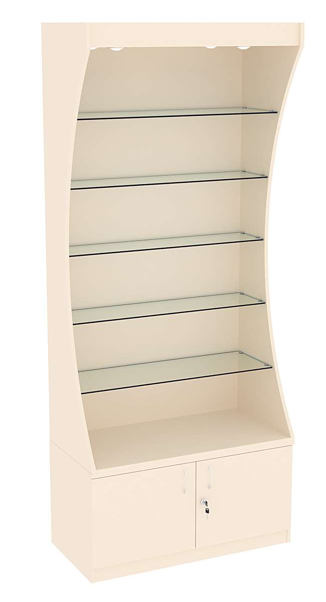 Витрина Радуга со стеклянными полками №4-1 (Т-25) З/C-ДВП Крем Вайс