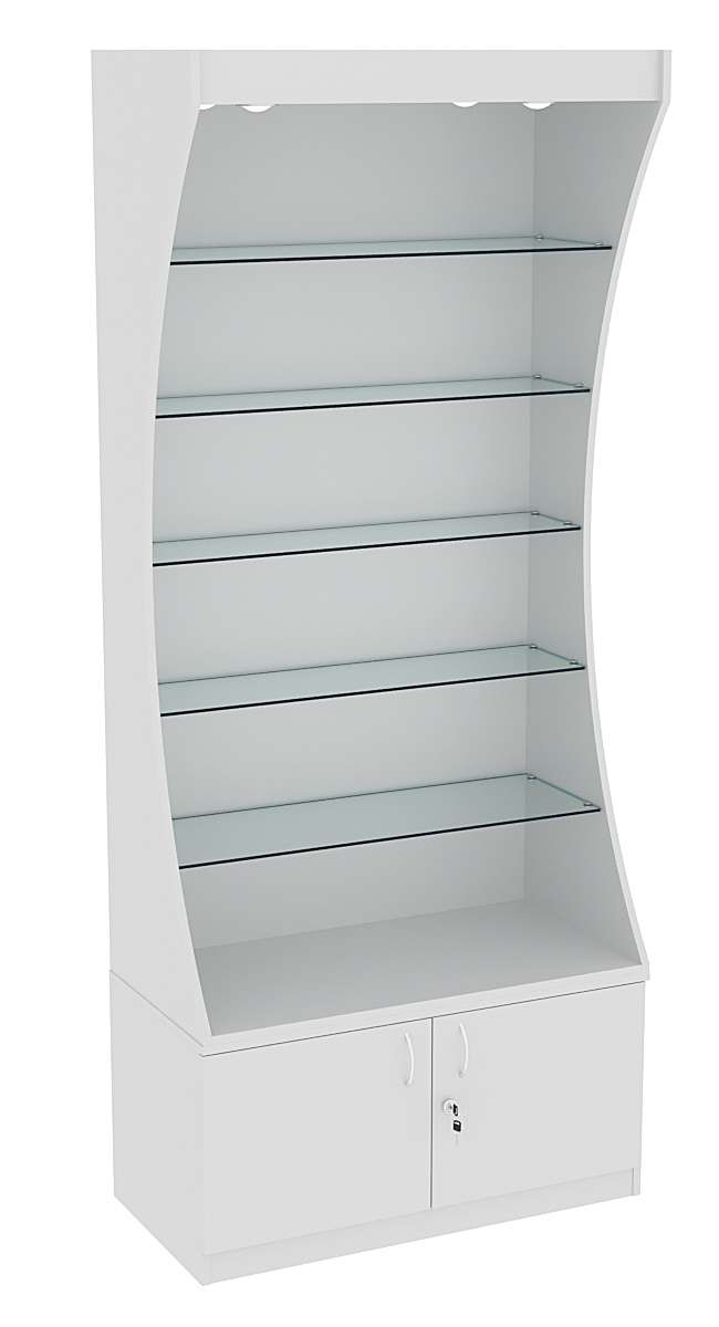 Витрина Радуга со стеклянными полками №4-1 (Т-25) З/C-ДВП Серый