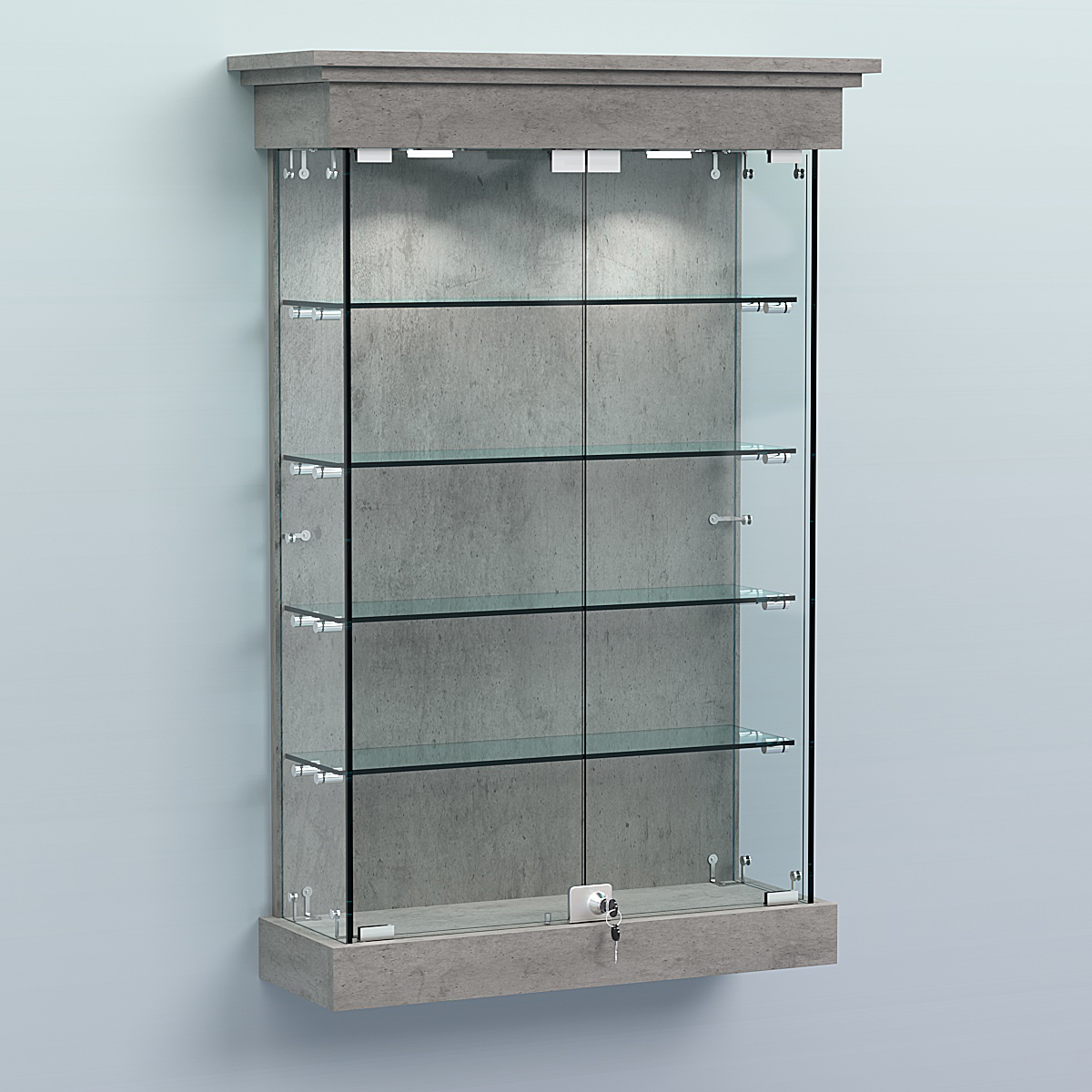 Витрина для музеев "Коллекция" настенная №1-4 Бетон Чикаго светло-серый F186 ST9