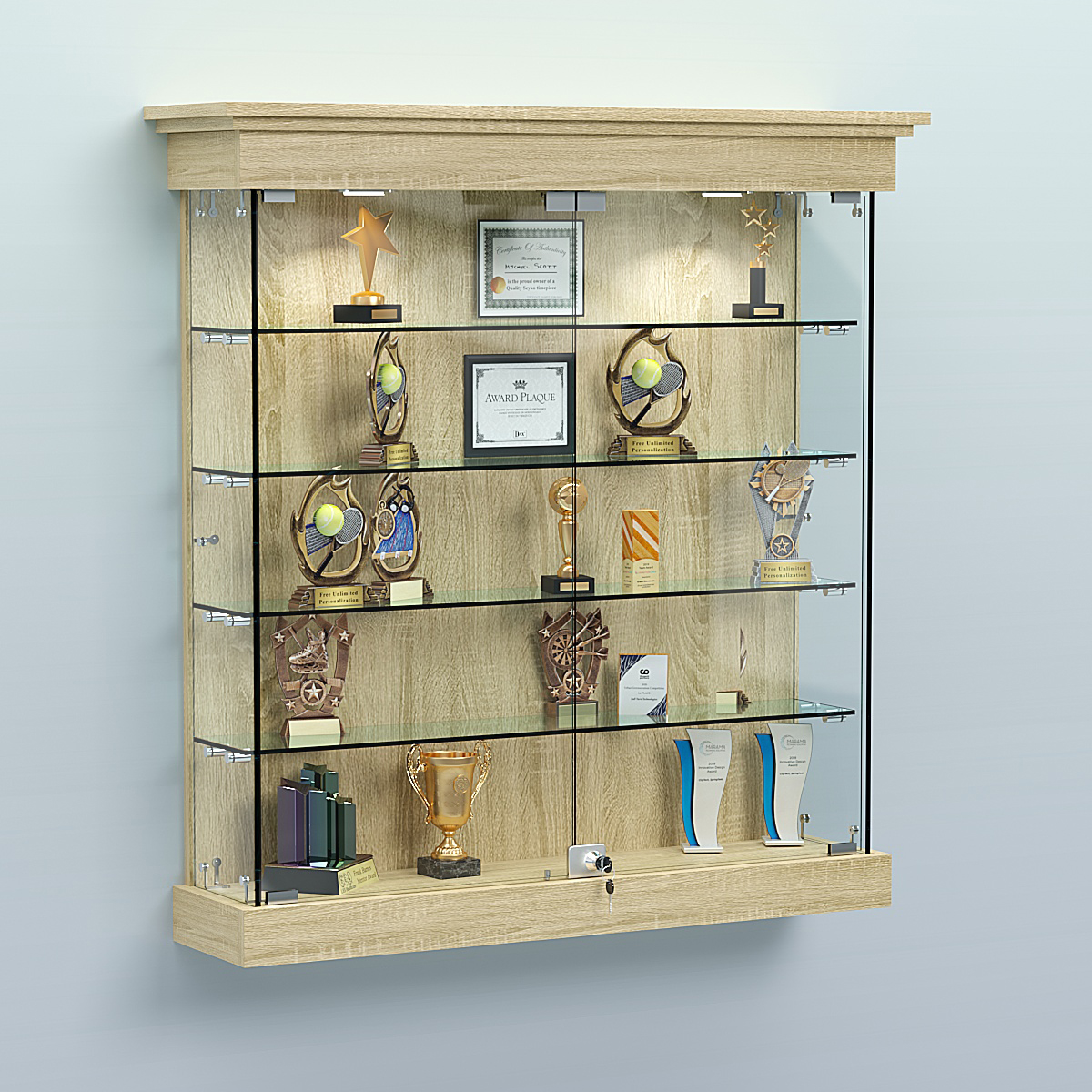 Витрина для музеев "Коллекция" настенная №2-4 Дуб Сонома