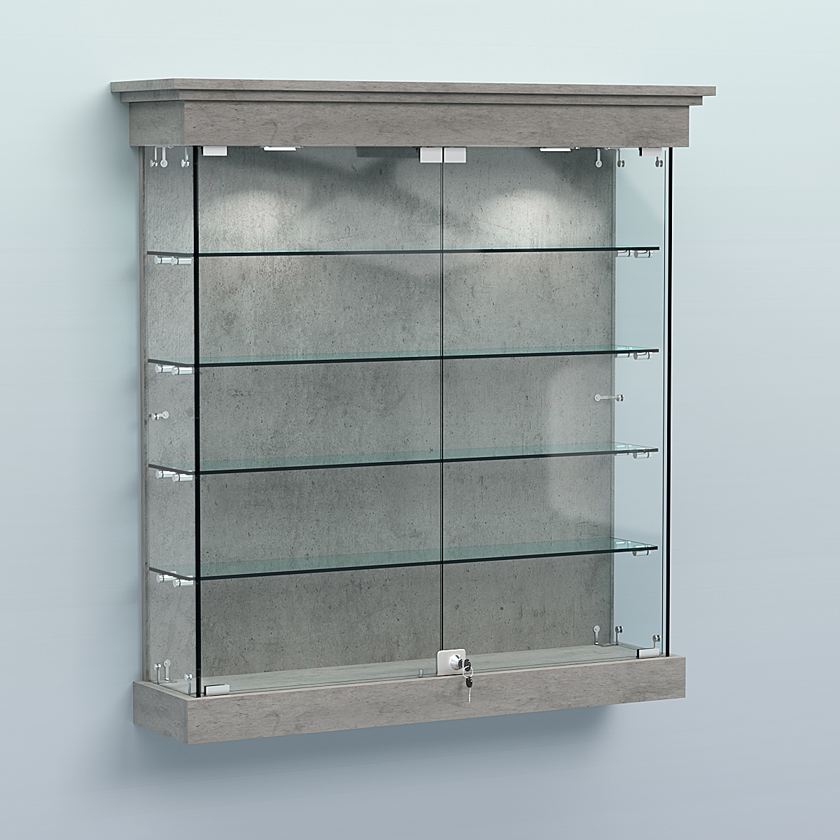 Витрина для музеев "Коллекция" настенная №2-4 Бетон Чикаго светло-серый F186 ST9