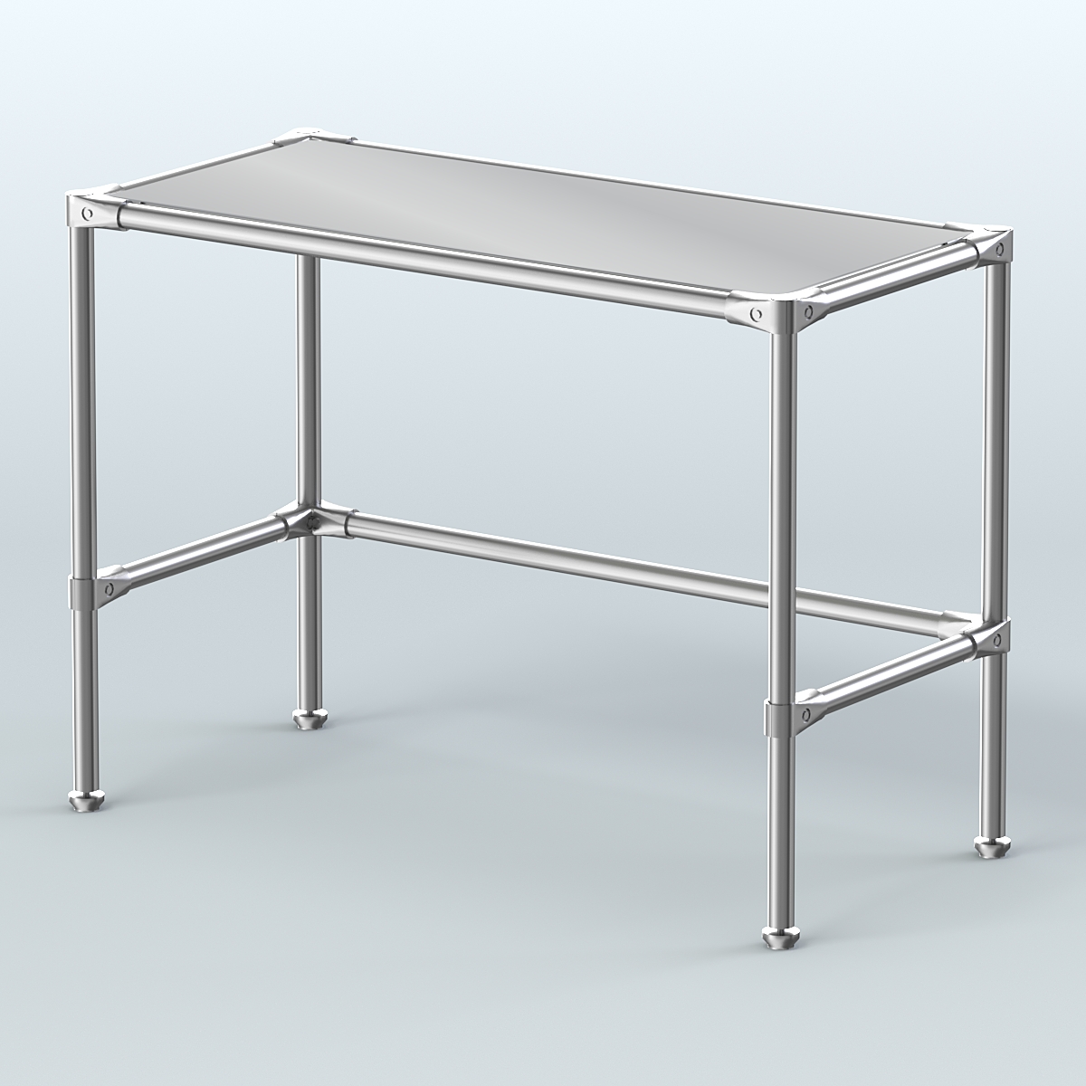 Стол средний D-42 с полкой зеркало 4мм Белый