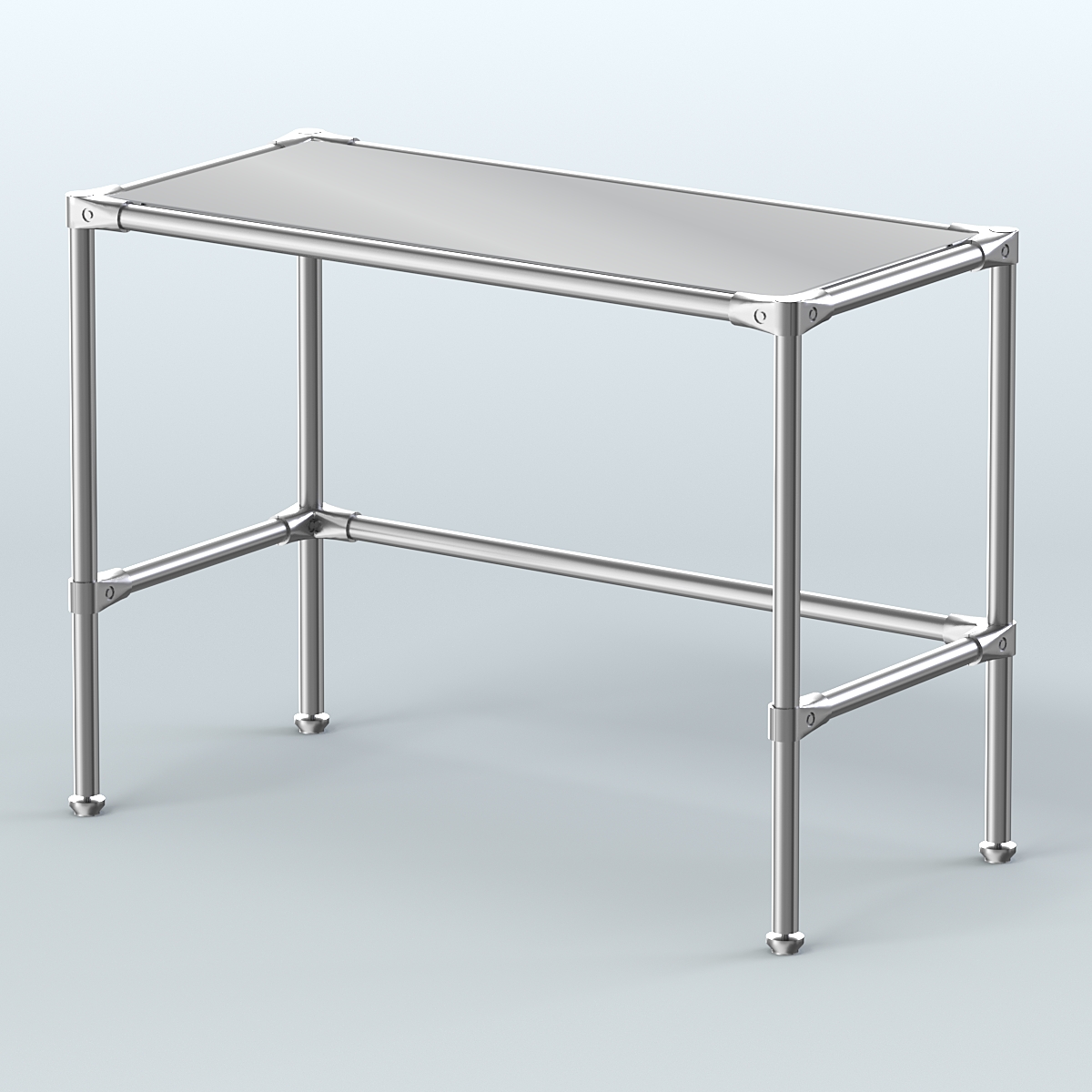 Стол средний D-42 с полкой зеркало 4мм Серый