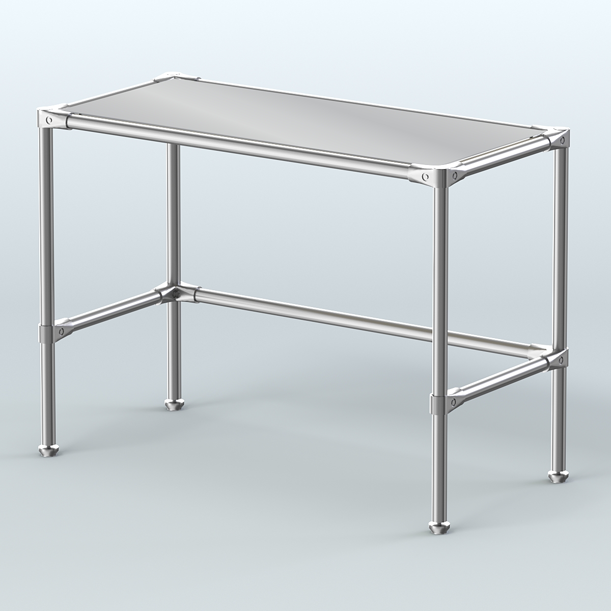 Стол средний D-42 с полкой зеркало 4мм Крем Вайс