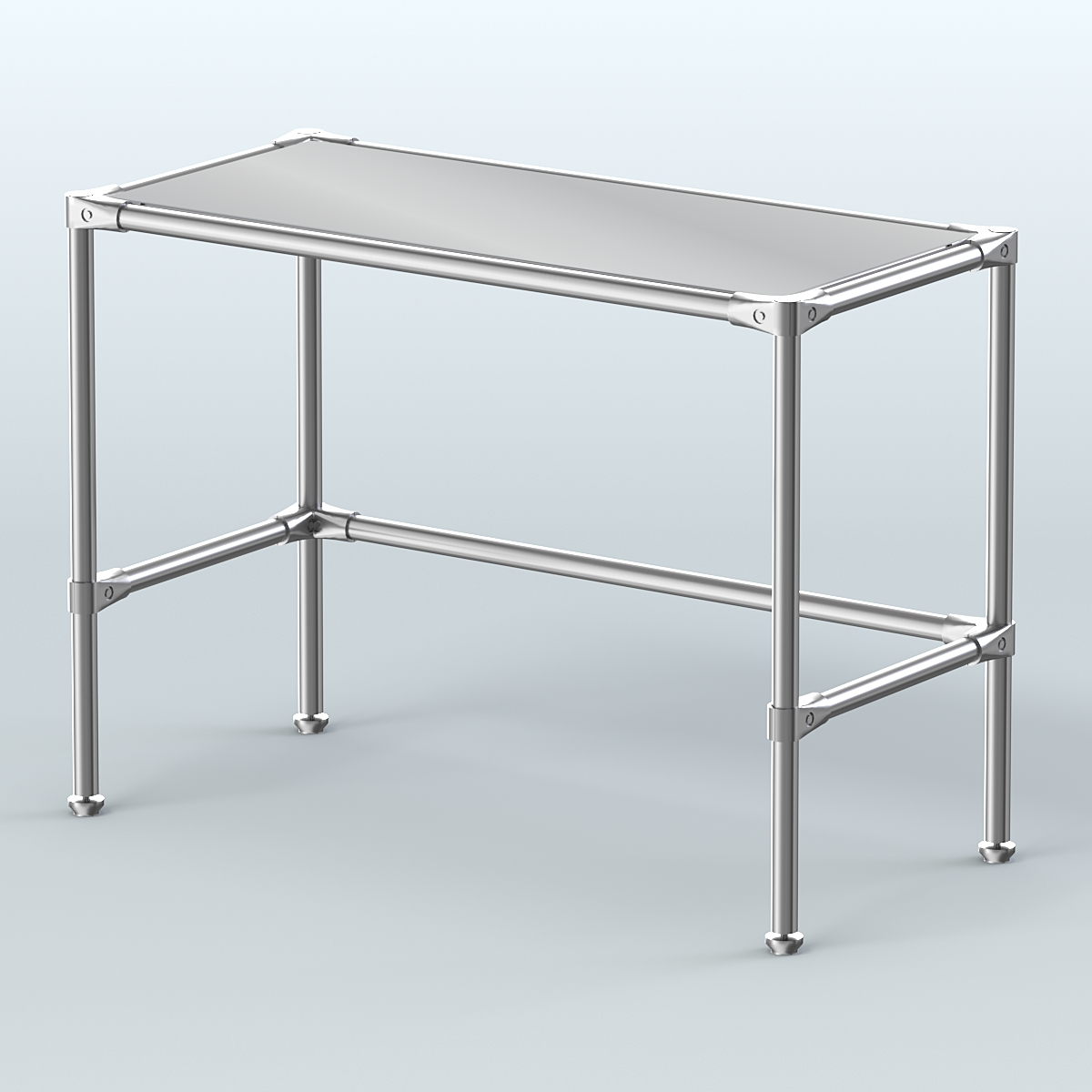 Стол средний D-42 с полкой зеркало 4мм Ясень Анкор светлый