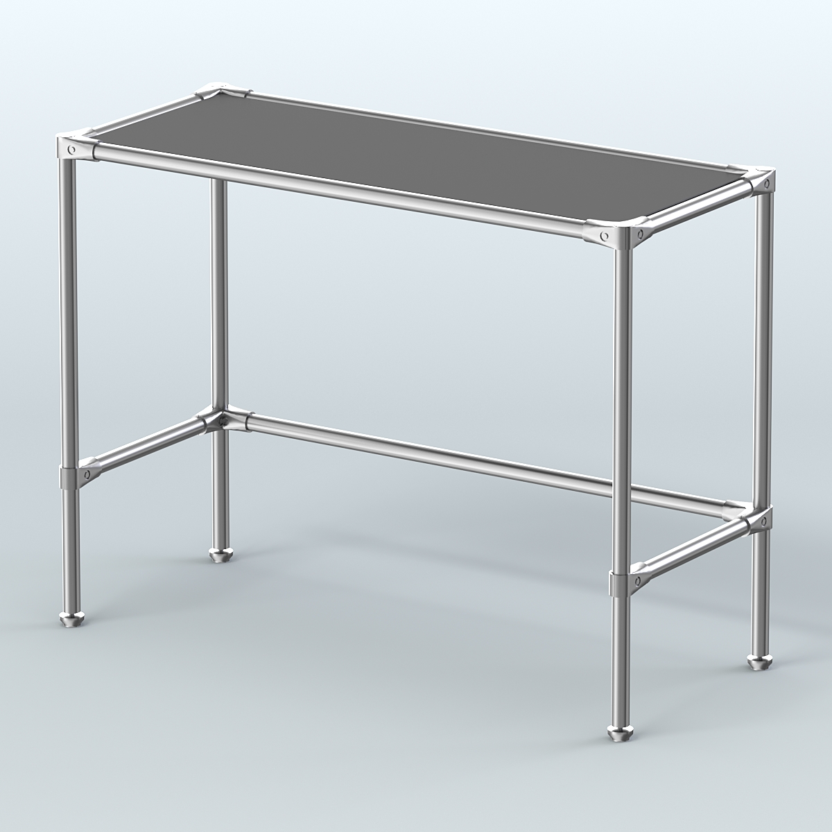 Стол большой D-43 с полкой ДСП 16мм Черный