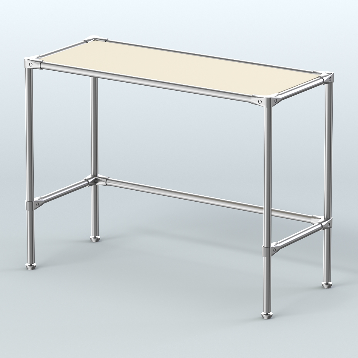 Стол большой D-43 с полкой ДСП 16мм Крем Вайс