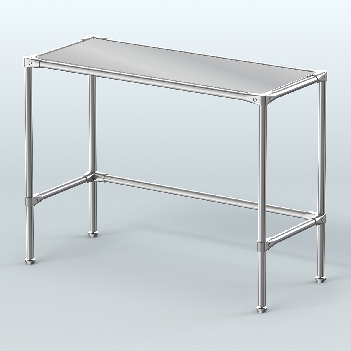 Стол большой D-43 с полкой зеркало 4мм Белый