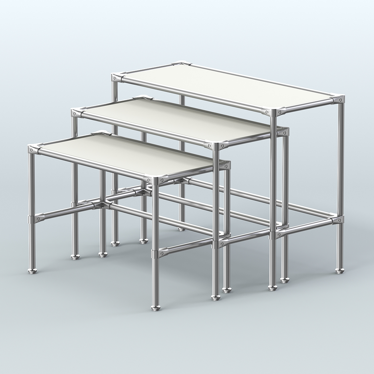 Комплект столов №1-4 с полками ДСП 16мм Белый