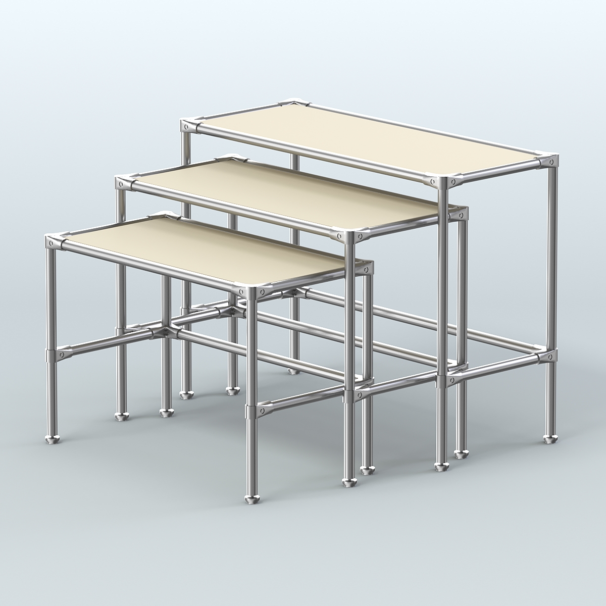 Комплект столов №1-4 с полками ДСП 16мм Крем Вайс
