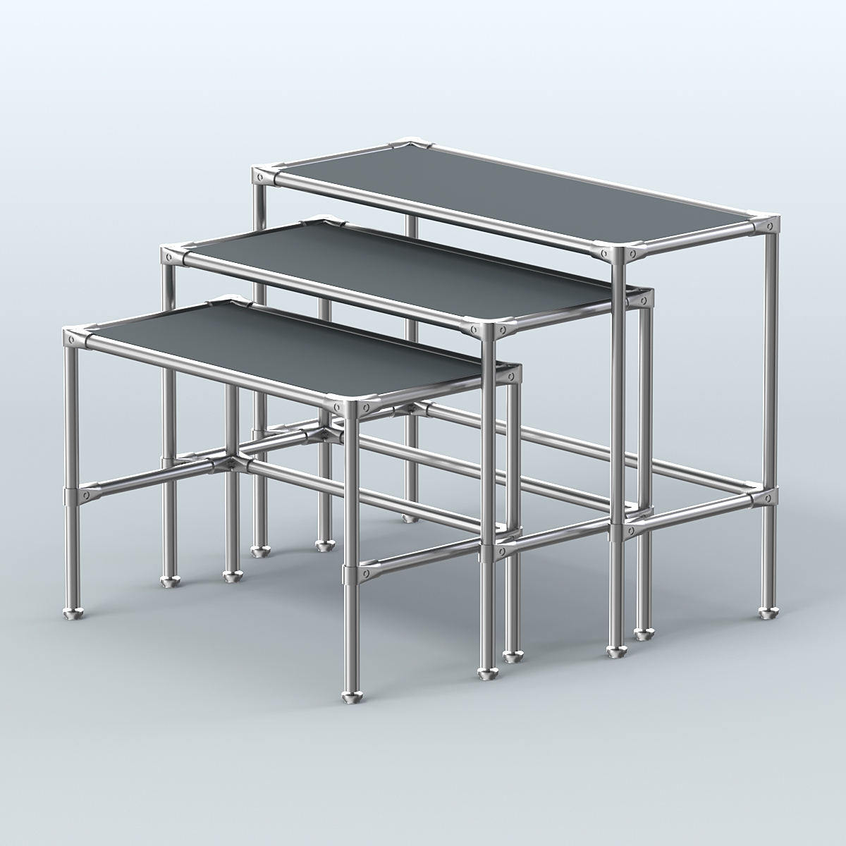 Комплект столов №1-4 с полками ДСП 16мм Темно-Серый