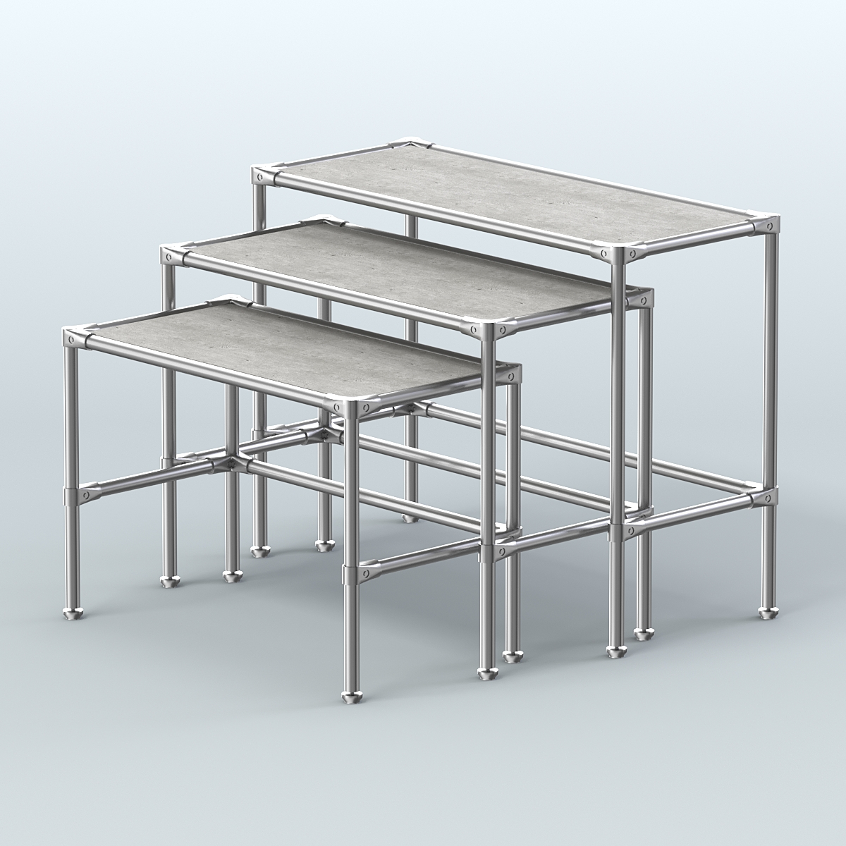Комплект столов №1-4 с полками ДСП 16мм Метрополитан Грей