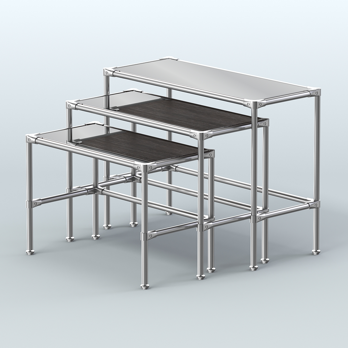 Комплект столов №1-5 с полками зеркало 4мм Дуб Венге