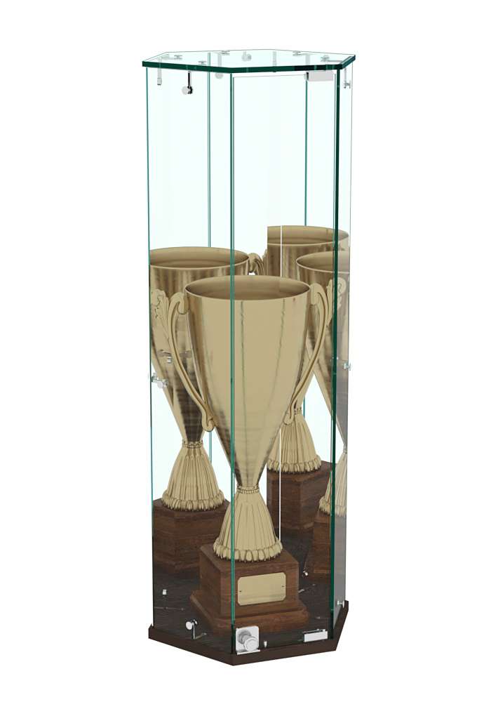 Витрина Истра настольная шестигранная №11 (без полок, задние стенки зеркальные) Дуб Венге