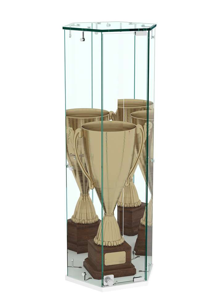 Витрина Истра настольная шестигранная №11 (без полок, задние стенки зеркальные) Белый