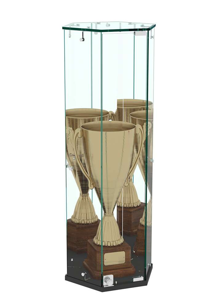 Витрина Истра настольная шестигранная №11 (без полок, задние стенки зеркальные) Черный