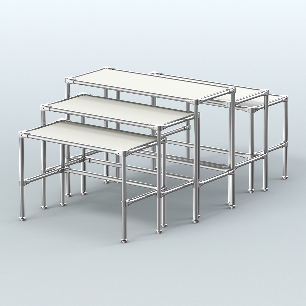 Комплект столов №2-4 с полками ДСП 16мм Белый