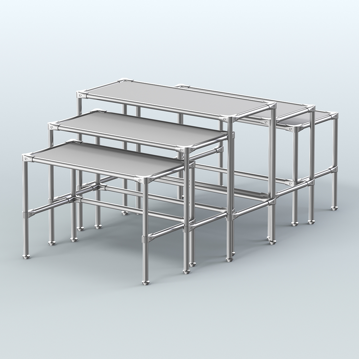 Комплект столов №2-4 с полками ДСП 16мм Серый