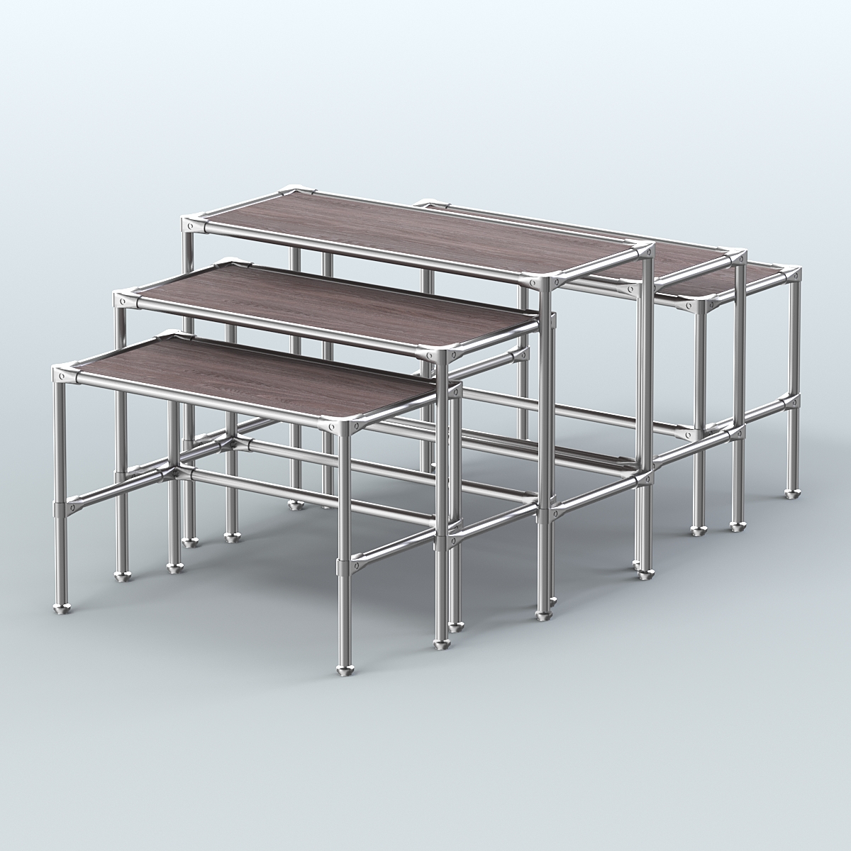 Комплект столов №2-4 с полками ДСП 16мм Ясень Анкор темный